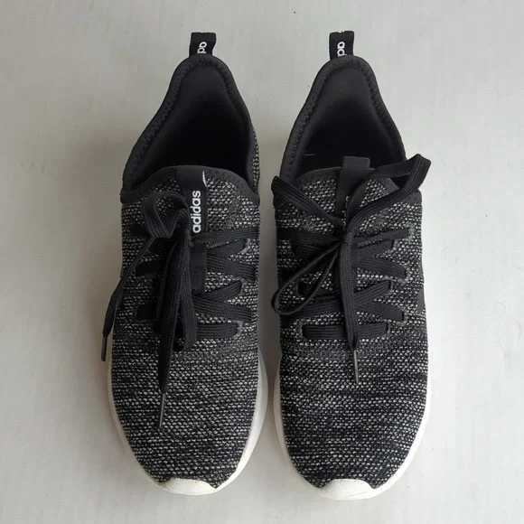 Adidas Cloud Foam Memory Footbed Lightweight Athletic Sneakers 7 Black White - Picture 4 of 14